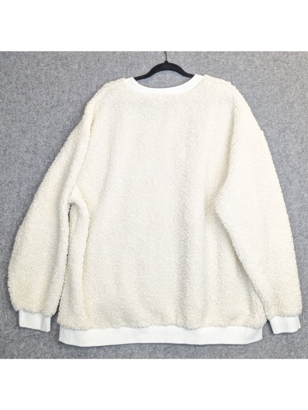 Merry & Bright Womens XL Sherpa Pullover Sweatshirt White Cozy Christmas BiBi - Picture 6 of 6